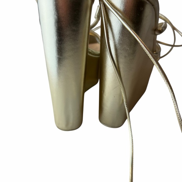 Steve Madden Isla Gold Lace-Up Platform Wedge Sandals Women’s 8.5 - Picture 6 of 8